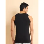 Generic Men's Casual Cotton Solid Round Neck Sleeveless Vest (Black) - Image 3