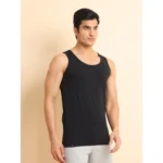 Generic Men's Casual Cotton Solid Round Neck Sleeveless Vest (Black) - Image 4
