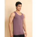 Generic Men's Casual Cotton Solid Round Neck Sleeveless Vest (Berry) - Image 4