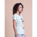 Generic Women's Casual Cotton Printed Half Sleeve Round Neck T-Shirt (Mint) - Image 4