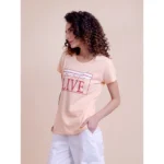 Generic Women's Casual Cotton Printed Half Sleeve Round Neck T-Shirt (Peach) - Image 5