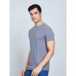 Generic Men's Casual Nylon Solid Half Sleeve Round Neck T-Shirt (Grey) - Image 5