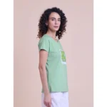 Generic Women's Casual Cotton Printed Half Sleeve Round Neck T-Shirt (Pista) - Image 4