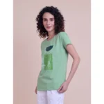Generic Women's Casual Cotton Printed Half Sleeve Round Neck T-Shirt (Pista) - Image 5