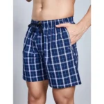 Generic Men's Casual Cotton Checkred Above Knee Boxer Shorts (Navy) - Image 5