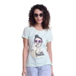 Generic Women's Casual Cotton Printed Half Sleeve Round Neck T-Shirt (Mint)