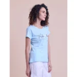 Generic Women's Casual Cotton Printed Half Sleeve Round Neck T-Shirt (Blue) - Image 4
