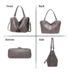 Generic Women's PU Leather Large Shoulder Zipper Handbag (Grey) - Image 2