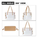 Generic Women's Canvas Medium Shoulder Zipper Handbag (White) - Image 4