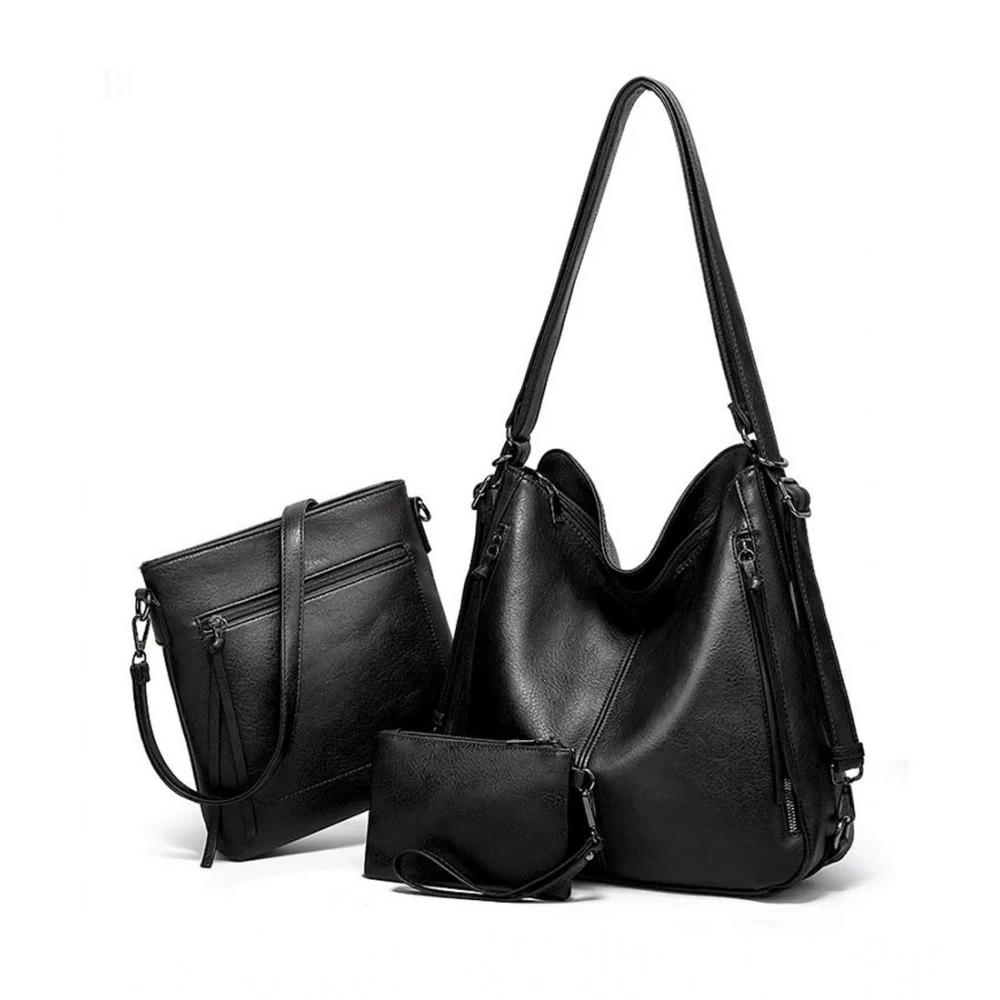 Black PU Leather Shoulder Bag