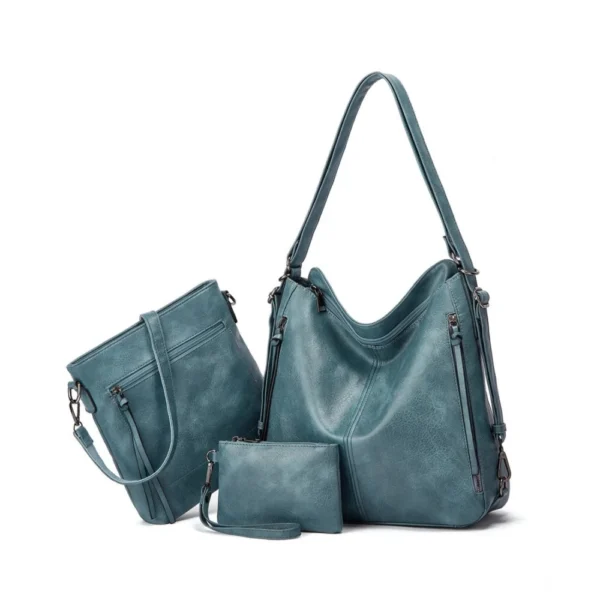 Blue PU Leather Shoulder Bag