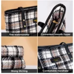 Generic Women's Woolen  Medium Shoulder Zipper Handbag (White) - Image 3