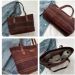 Generic Women's Woolen  Medium Shoulder Zipper Handbag (Red) - Image 2