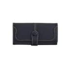 Generic Women's Faux Leather Medium Snap Button Wallet (Black)