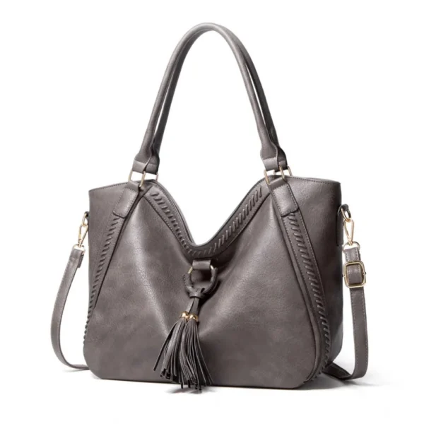 Generic Women's PU Leather Large Shoulder Zipper Handbag (Grey)