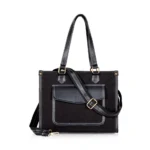 Black Canvas Satchel Handbag for Women
