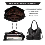 Generic Women's PU Leather Large Shoulder Zipper Handbag (Black) - Image 3