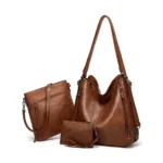 Brown PU Leather Shoulder Bag