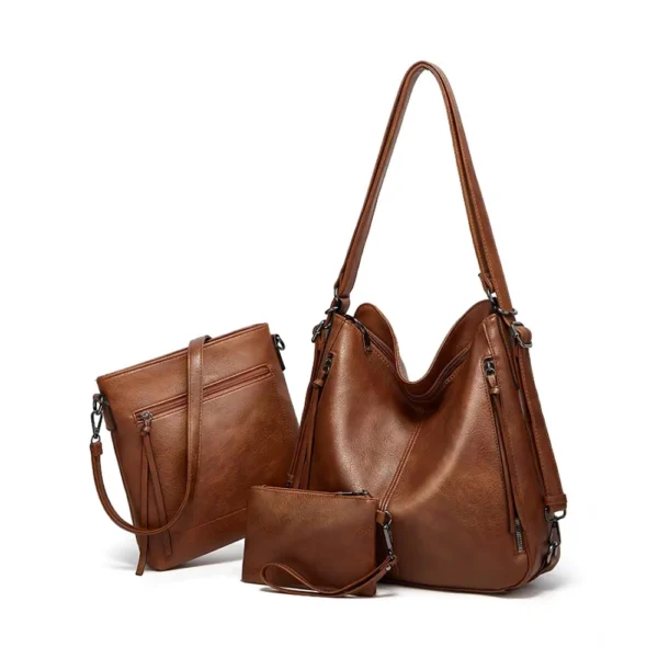 Brown PU Leather Shoulder Bag