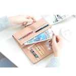 Generic Women's Faux Leather Medium Snap Button Wallet (Brown) - Image 3