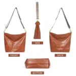 Generic Women's PU Leather Medium Sling bag Zipper Handbag (Brown) - Image 4