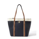 Dark Blue Faux Leather Shoulder Bag