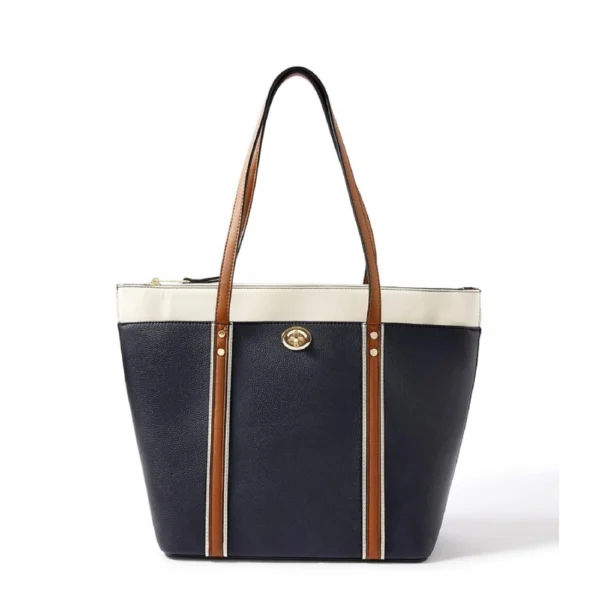 Dark Blue Faux Leather Shoulder Bag