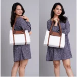 Generic Women's Canvas Medium Top handle Satchel Zipper Handbag (White) - Image 3