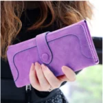 Generic Women's Faux Leather Medium Snap Button Wallet (Purple) - Image 3