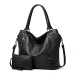 Generic Women's PU Leather Large Shoulder Zipper Handbag (Black)