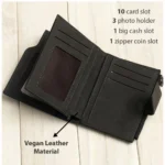 Generic Women's Vegan Leather Small Zipper Wallet (Black) - Image 2