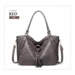 Generic Women's PU Leather Large Shoulder Zipper Handbag (Grey) - Image 3