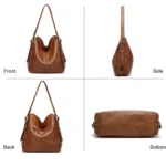 Generic Women's PU Leather Medium Shoulder Zipper Handbag (Brown) - Image 3