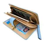 Generic Women's Faux Leather Medium Snap Button Wallet (Blue) - Image 4