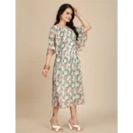 Generic Women's Georgette Printed Round Neck Short Sleeve Dress (Pink) - Image 3