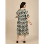 Generic Women's Georgette Printed Round Neck Short Sleeve Dress (Black) - Image 3