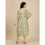 Generic Women's Georgette Printed Round Neck Short Sleeve Dress (Green) - Image 3