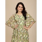 Generic Women's Georgette Printed Round Neck Short Sleeve Dress (Green) - Image 6