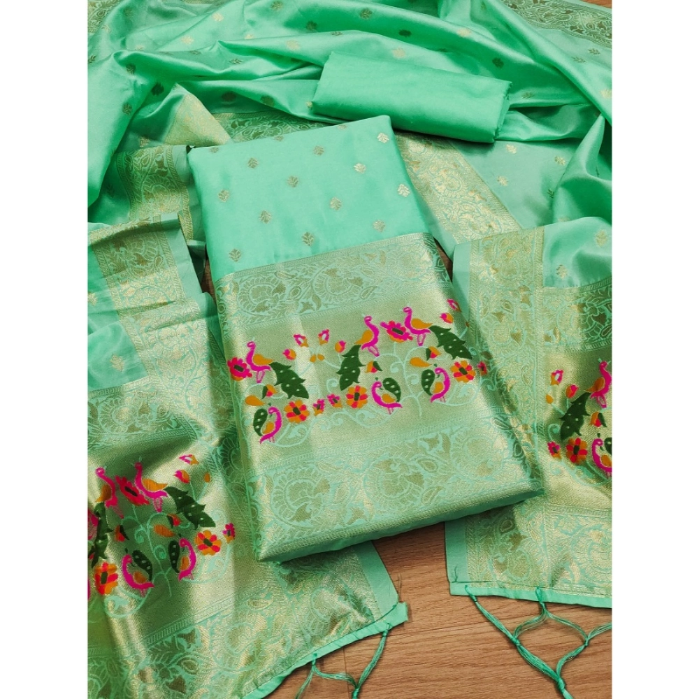 54262626017_6ff2eae282_o_d-1000x1000-1.webp Seagreen Banarasi Silk Unstitched Salwar Suit Material with Dupatta