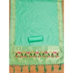 Generic Women's Banarasi Silk Printed Unstitched Salwar Suit Material With Dupatta (Seagreen, 3Mtrs) - Image 2