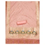 Generic Women's Banarasi Silk Printed Unstitched Salwar Suit Material With Dupatta (Peach, 3Mtrs) - Image 3