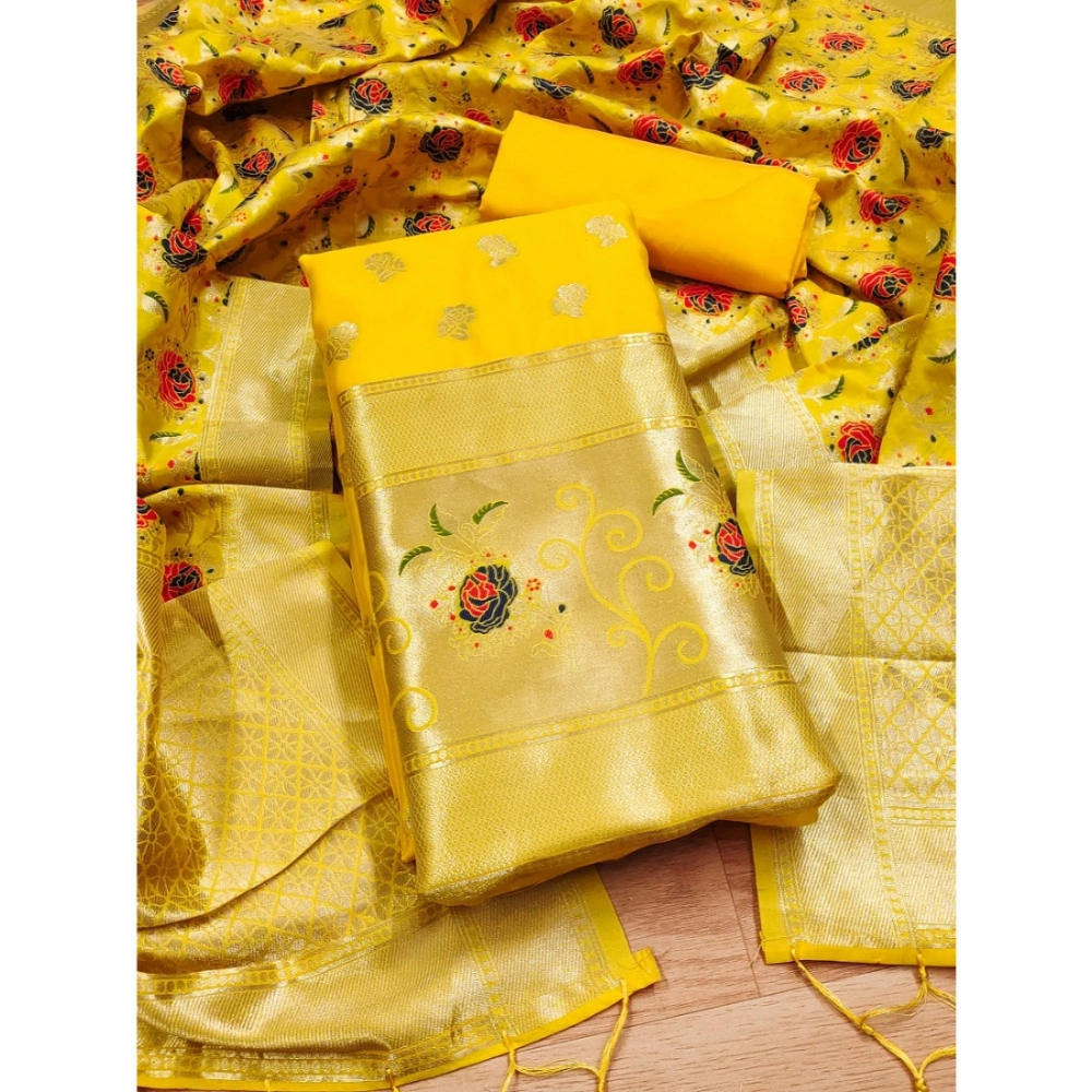 54262626357_211aea4616_o_d-1000x1000-1.webp Generic Women's Banarasi Silk Printed Unstitched Salwar Suit Material With Dupatta (Yellow, 3Mtrs) - Image 1