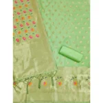 Generic Women's Banarasi Silk Printed Unstitched Salwar Suit Material With Dupatta (Pista, 3Mtrs) - Image 2