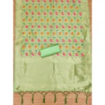 Generic Women's Banarasi Silk Printed Unstitched Salwar Suit Material With Dupatta (Pista, 3Mtrs) - Image 3