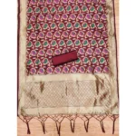 Generic Women's Banarasi Silk Printed Unstitched Salwar Suit Material With Dupatta (Maroon, 3Mtrs) - Image 2