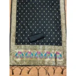 Generic Women's Banarasi Silk Printed Unstitched Salwar Suit Material With Dupatta (Black, 3Mtrs) - Image 2