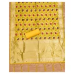 Generic Women's Banarasi Silk Printed Unstitched Salwar Suit Material With Dupatta (Yellow, 3Mtrs) - Image 4