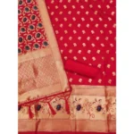 Generic Women's Banarasi Silk Printed Unstitched Salwar Suit Material With Dupatta (Red, 3Mtrs) - Image 2