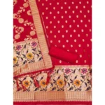 Generic Women's Banarasi Silk Printed Unstitched Salwar Suit Material With Dupatta (Red, 3Mtrs) - Image 2