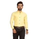 Generic Men's Casual Cotton Solid Full Sleeve Shirt (Yellow)
